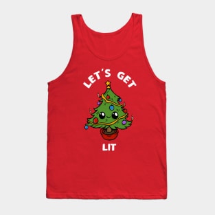 Let's Get Lit - Funny Cute Christmas Tree Design Tank Top